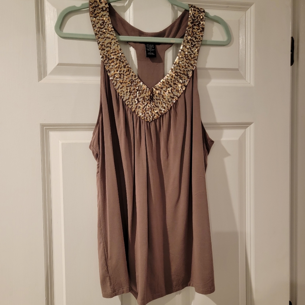 Boston Proper Sequin T Back Tank Top Large